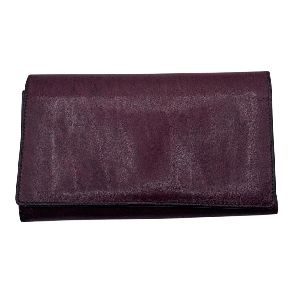 Vintage Women's Authentic Leather Wallet Tri Fold Maroon By Yamini Luxury